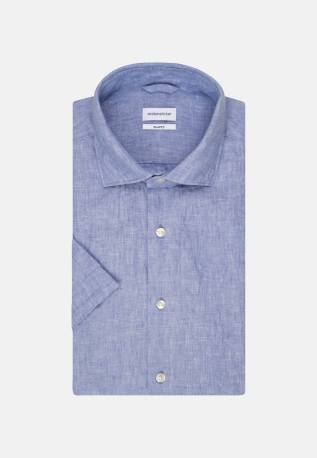 Linen Short sleeve Business Shirt in Shaped with Kent-Collar in Light Blue |  Seidensticker Onlineshop