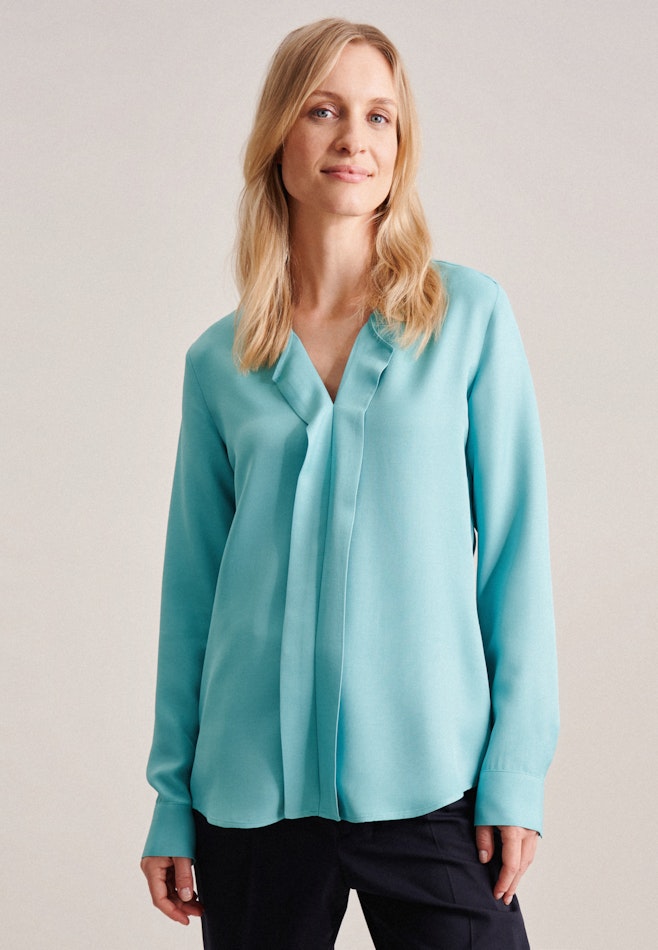 Long sleeve Twill Slip Over Blouse in Turquoise | Seidensticker online shop
