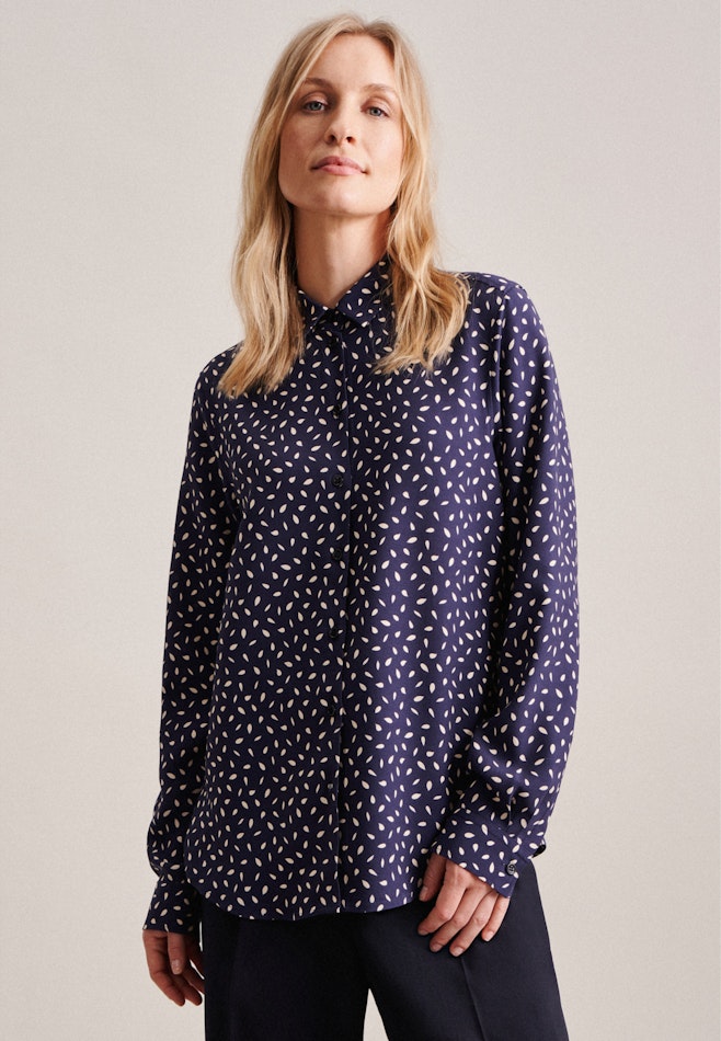 Long sleeve Crepe Shirt Blouse in Dark Blue | Seidensticker online shop