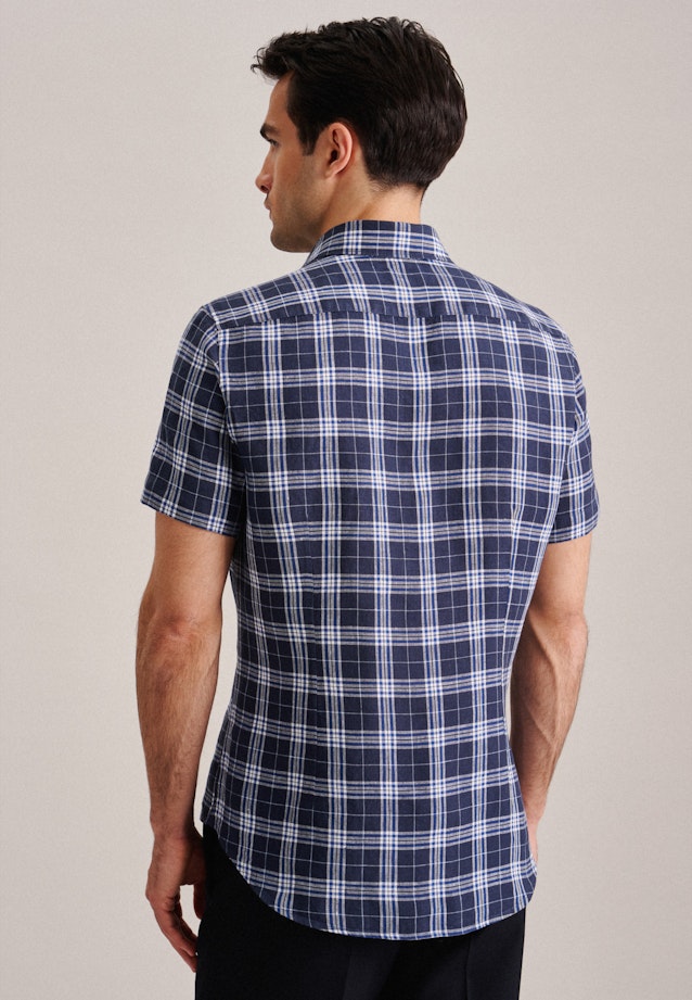 Linen Short sleeve Business Shirt in Slim with Kent-Collar in Dark Blue |  Seidensticker Onlineshop