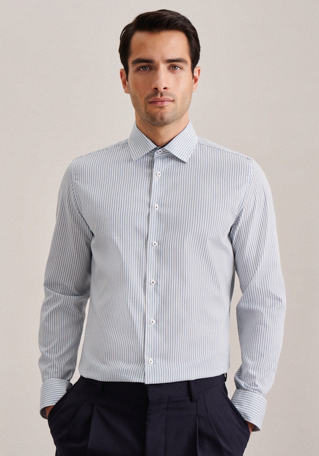Non-iron Twill Business Shirt in Slim with Kent-Collar in Turquoise | Seidensticker Onlineshop