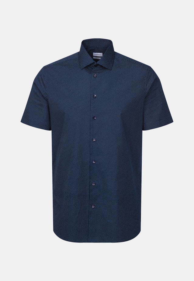 Poplin Short sleeve Business Shirt in Shaped with Kent-Collar in Dark Blue |  Seidensticker Onlineshop