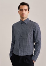 Poplin Business Shirt in Shaped with Kent-Collar and extra long sleeve in Dark Blue |  Seidensticker Onlineshop