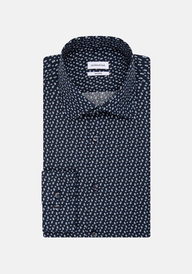 Poplin Business Shirt in Shaped with Kent-Collar and extra long sleeve in Dark Blue |  Seidensticker Onlineshop