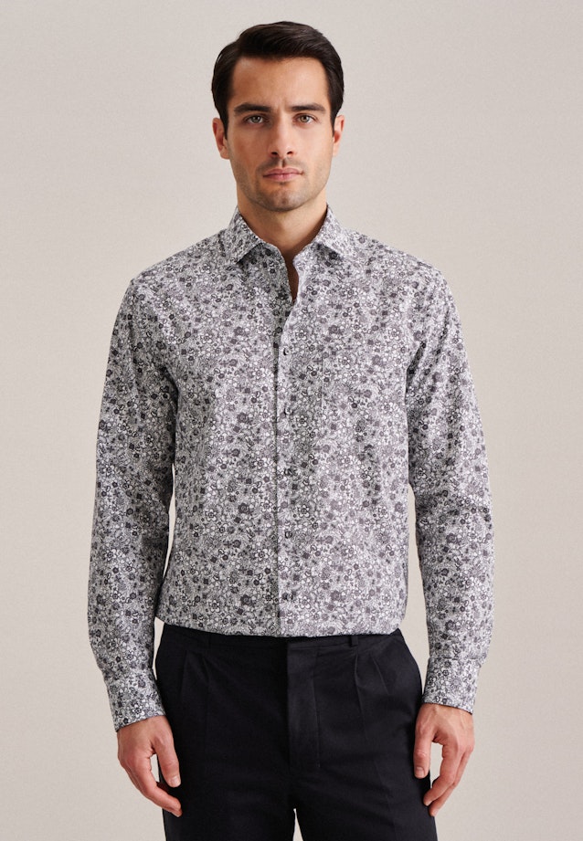 Business Shirt in Regular with Kent-Collar in Grey |  Seidensticker Onlineshop