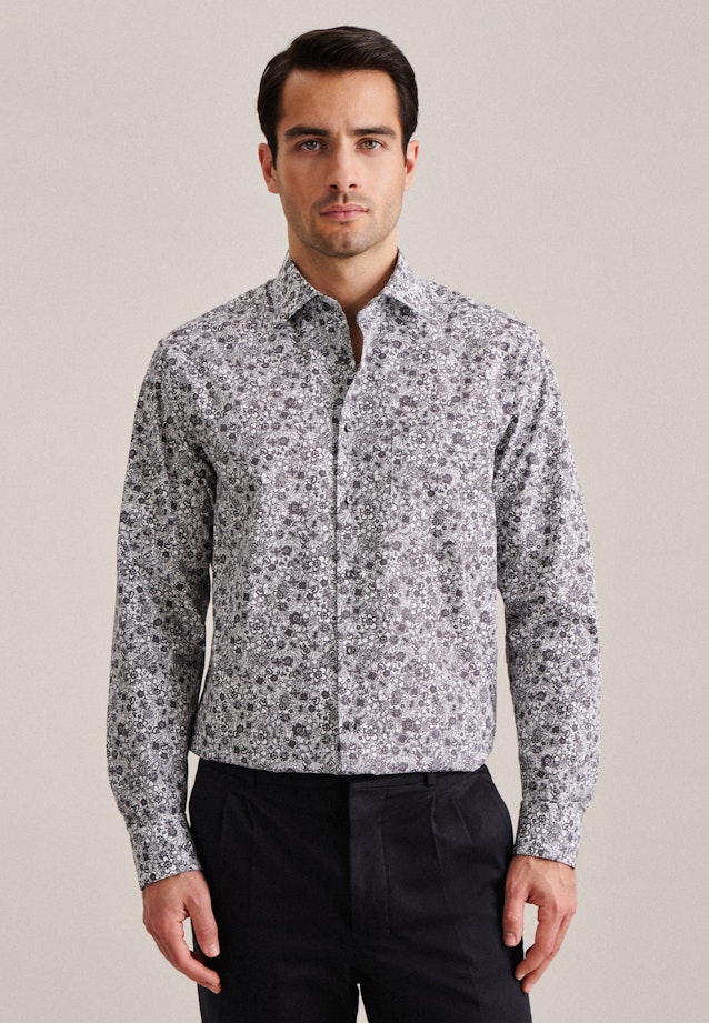 Regular Business shirt Floral in Grey |  Seidensticker Onlineshop