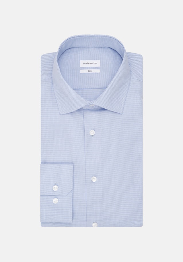 Non-iron Pepita Business overhemd in Slim with Kentkraag and extra long sleeve in Lichtblauw |  Seidensticker Onlineshop