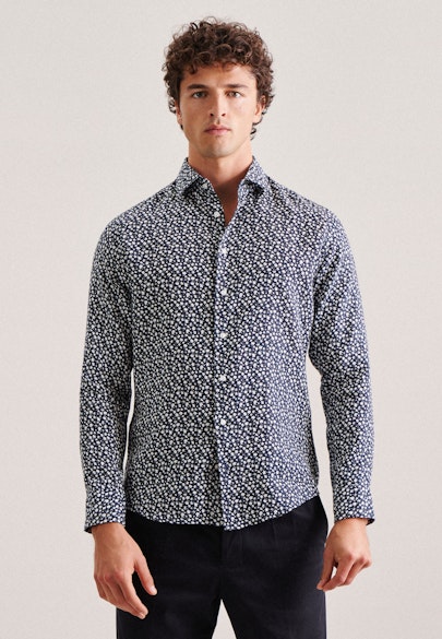 Slim Business Shirt Print in Dark Blue |  Seidensticker Onlineshop