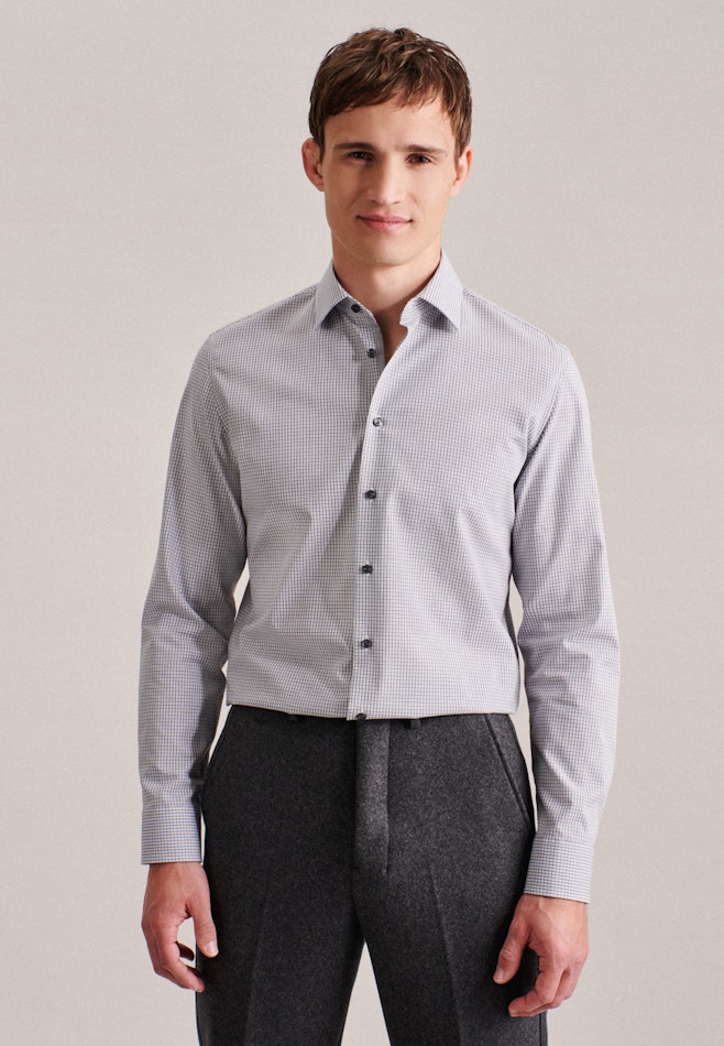 Non-iron Poplin Business Shirt in Slim with Kent-Collar in Grey | Seidensticker online shop