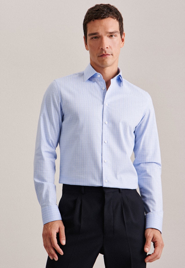Non-iron Twill Business Shirt in Slim with Kent-Collar in Light Blue |  Seidensticker Onlineshop