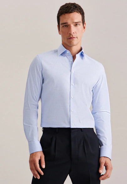 Shaped Business shirt Check in Light Blue |  Seidensticker Onlineshop
