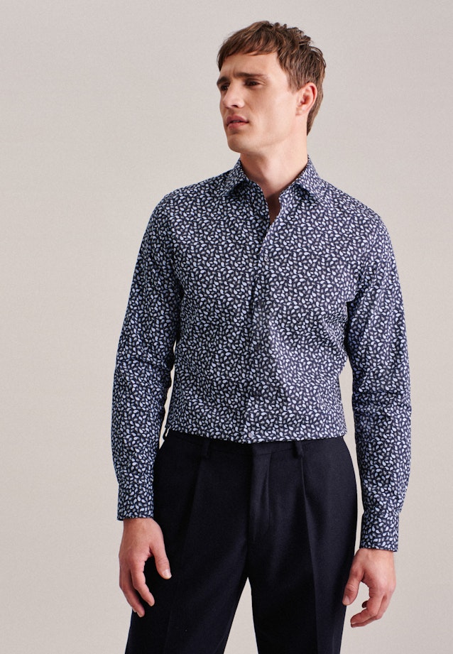 Business Shirt in Slim with Kent-Collar in Dark Blue | Seidensticker Onlineshop