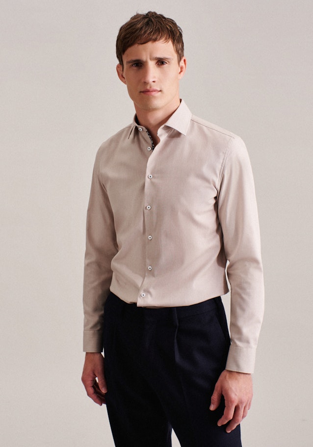 Non-iron Structure Business Shirt in Shaped with Kent-Collar in Brown | Seidensticker Onlineshop