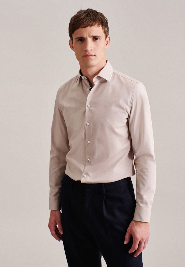 Non-iron Structure Business Shirt in Shaped with Kent-Collar in Brown | Seidensticker Onlineshop