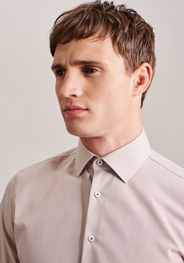 Non-iron Structure Business Shirt in Slim with Kent-Collar in Brown |  Seidensticker Onlineshop