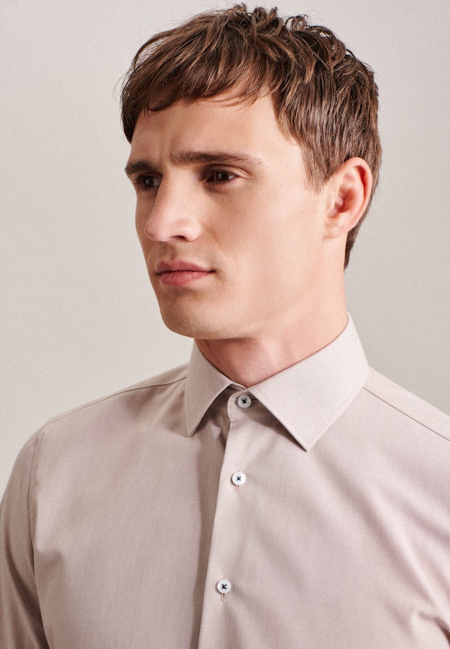 Non-iron Structure Business Shirt in Slim with Kent-Collar in Brown |  Seidensticker Onlineshop