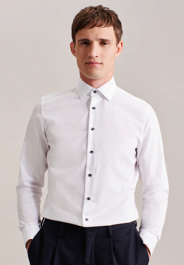 Chemise Business Slim Structuré Col Kent in Blanc |  Seidensticker Onlineshop