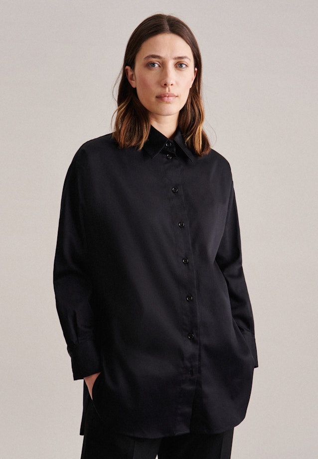 Collar Long Blouse in Black |  Seidensticker Onlineshop