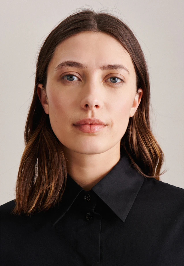 Longbluse Uni in Schwarz |  Seidensticker Onlineshop