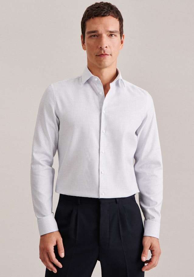 Non-iron Visgrat Business overhemd in Slim with Kentkraag in Middelmatig Blauw | Seidensticker Onlineshop