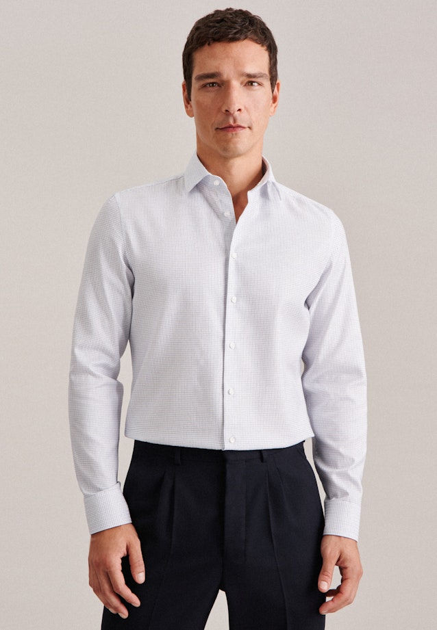 Non-iron Visgrat Business overhemd in Slim with Kentkraag in Middelmatig Blauw | Seidensticker Onlineshop