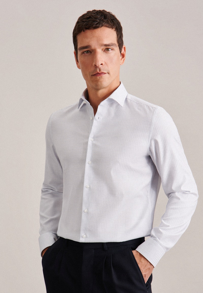 Non-iron Herringbone pattern Business Shirt in X-Slim with Kent-Collar