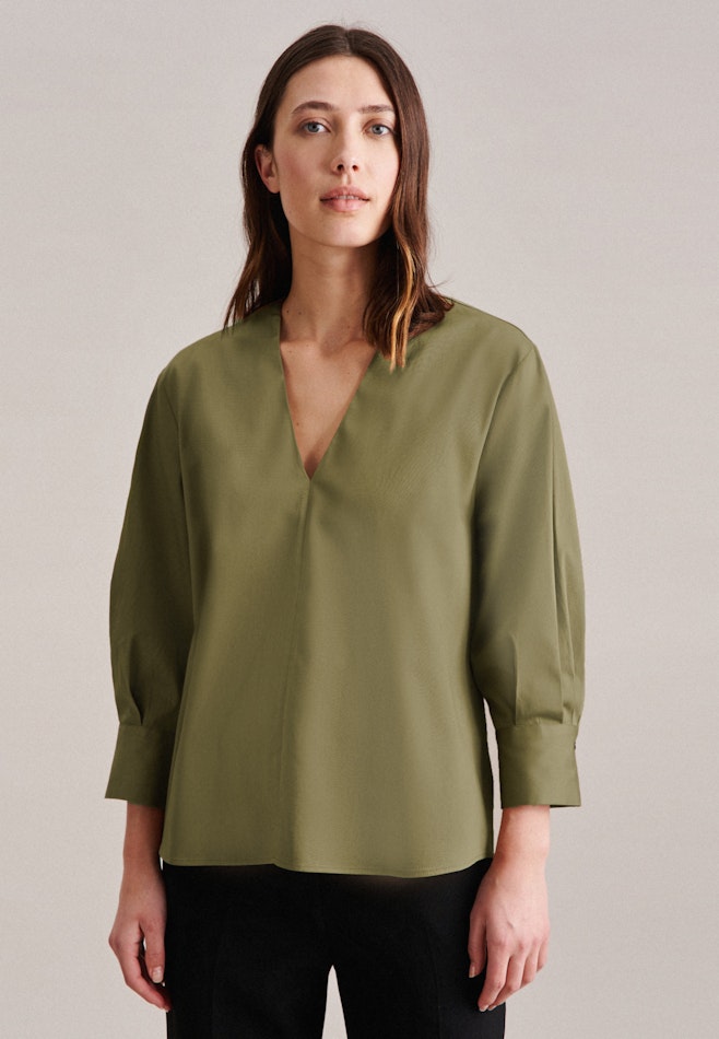 7/8-sleeve Satin Tunic in Green | Seidensticker online shop