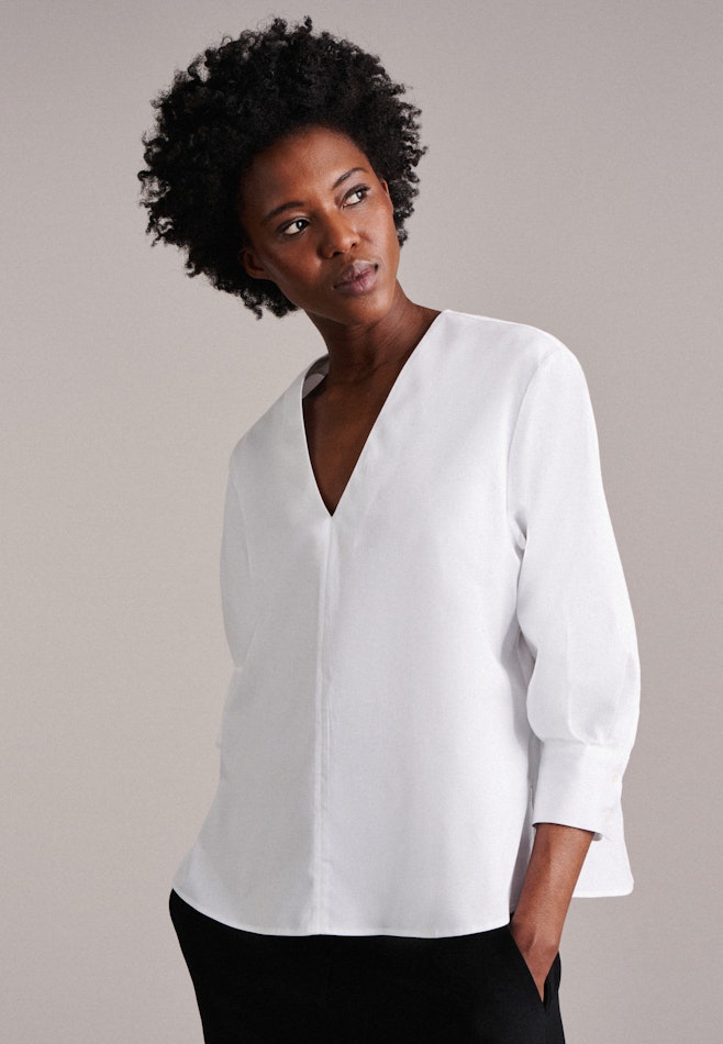 7/8-sleeve Satin Tunic in White | Seidensticker online shop