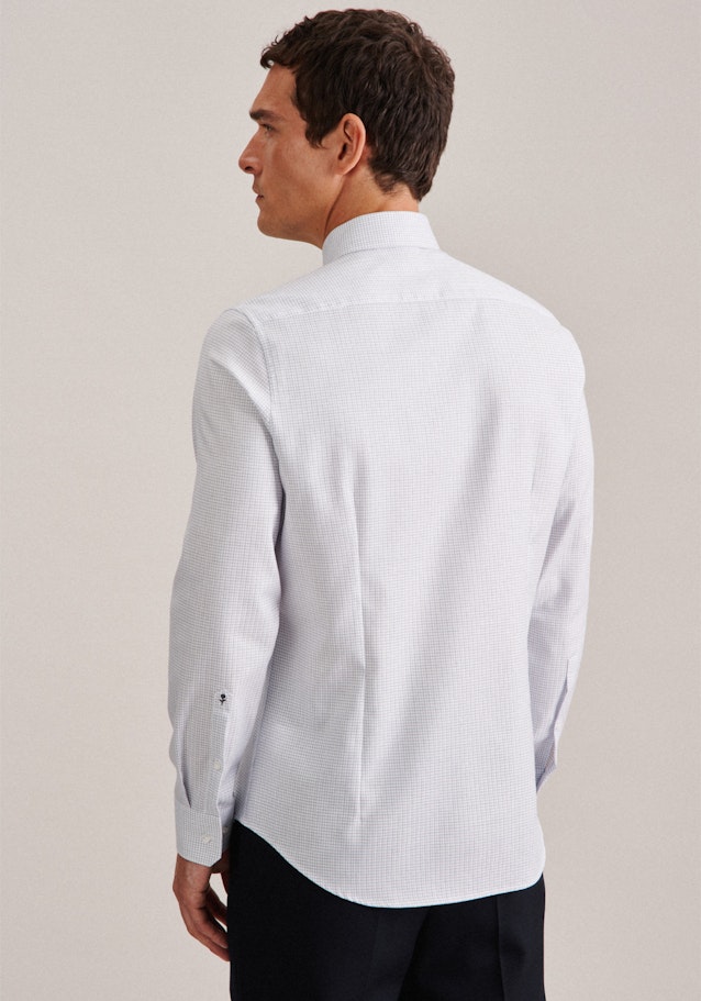 Non-iron Herringbone pattern Business Shirt in Shaped with Kent-Collar in Medium Blue |  Seidensticker Onlineshop