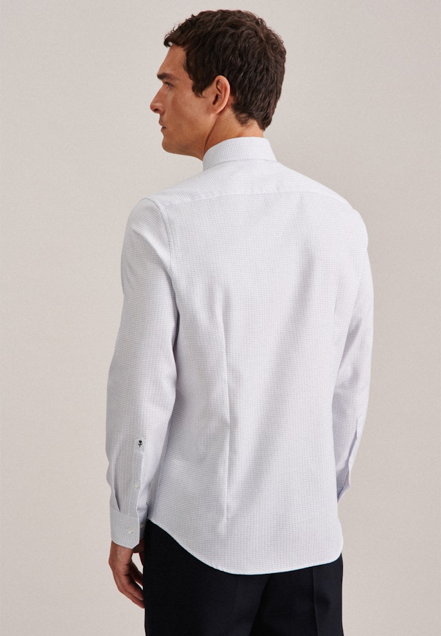 Non-iron Herringbone pattern Business Shirt in Shaped with Kent-Collar in Medium Blue |  Seidensticker Onlineshop