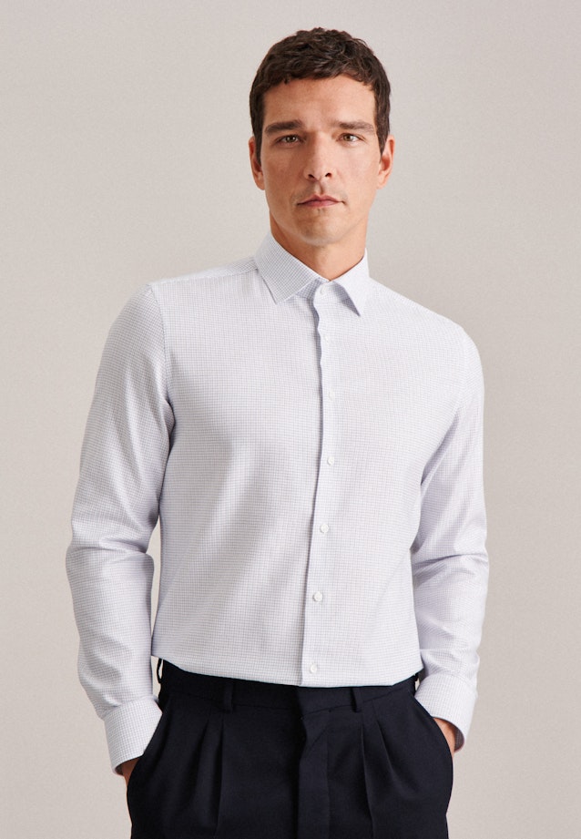 Shaped Business shirt Check in Medium Blue |  Seidensticker Onlineshop