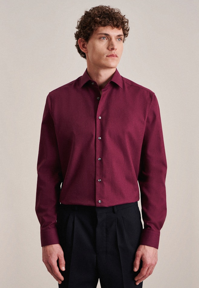 Flannel shirt in Regular with Kent-Collar in Red | Seidensticker Onlineshop