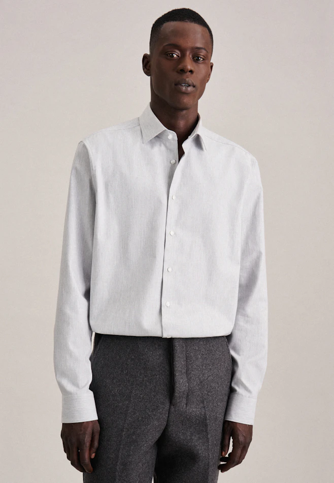 Regular Flanellhemd Uni in Grau | Seidensticker Onlineshop