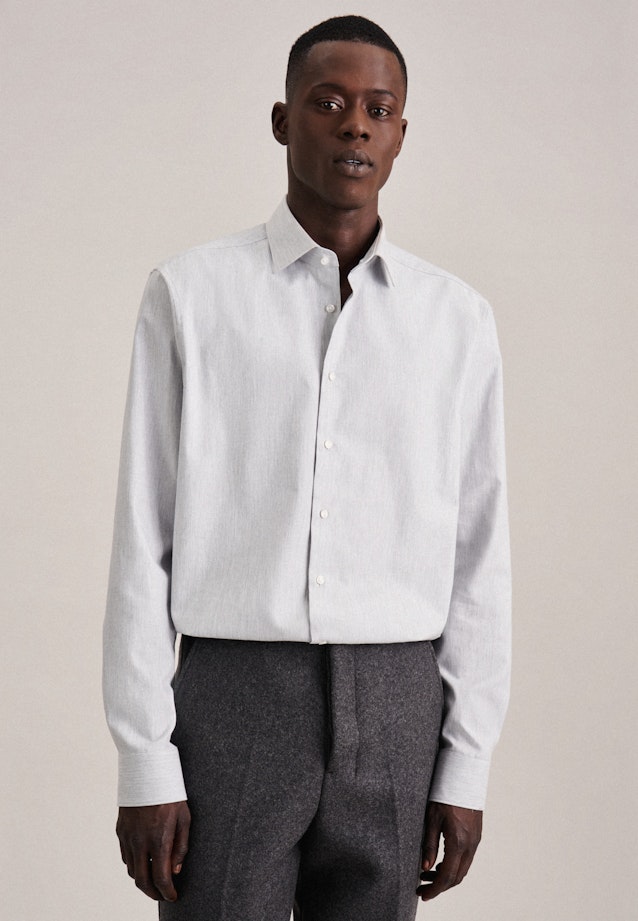 Regular Flannel shirt Uni in Grey |  Seidensticker Onlineshop