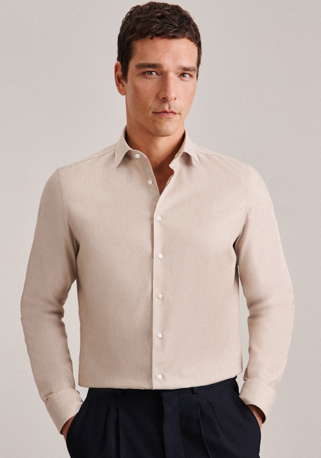 Flannel shirt in Regular with Kent-Collar in Brown | Seidensticker Onlineshop