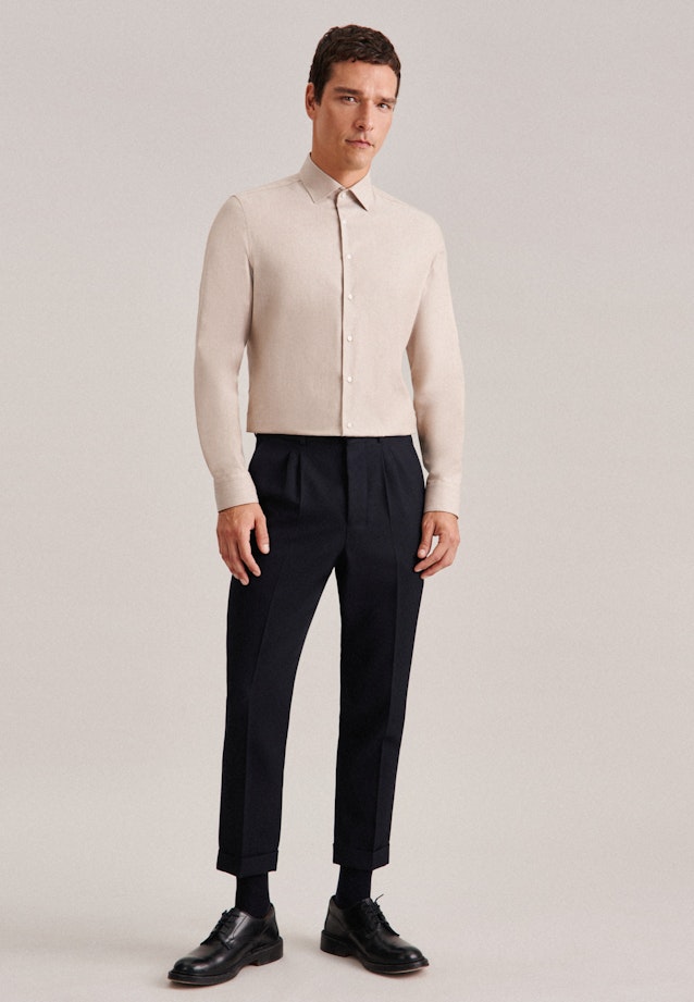 Flannel shirt in Regular with Kent-Collar in Brown |  Seidensticker Onlineshop