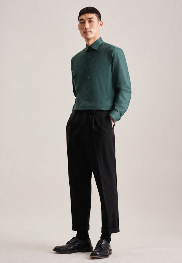 Regular Chemise en flanelle Uni in Vert |  Seidensticker Onlineshop