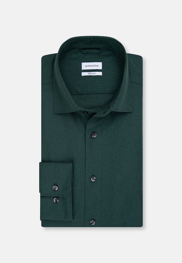 Regular Chemise en flanelle Uni in Vert |  Seidensticker Onlineshop