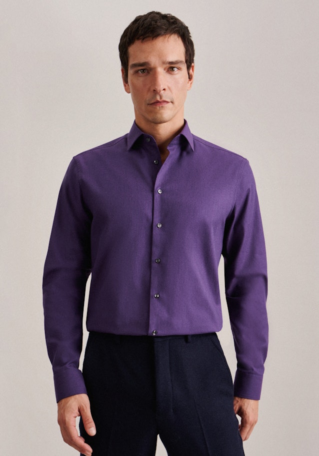 Flannel shirt in Regular with Kent-Collar in Purple | Seidensticker Onlineshop