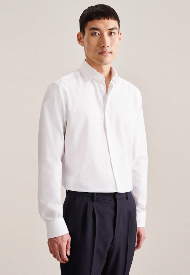 Flannel shirt in Regular with Kent-Collar in White | Seidensticker Onlineshop