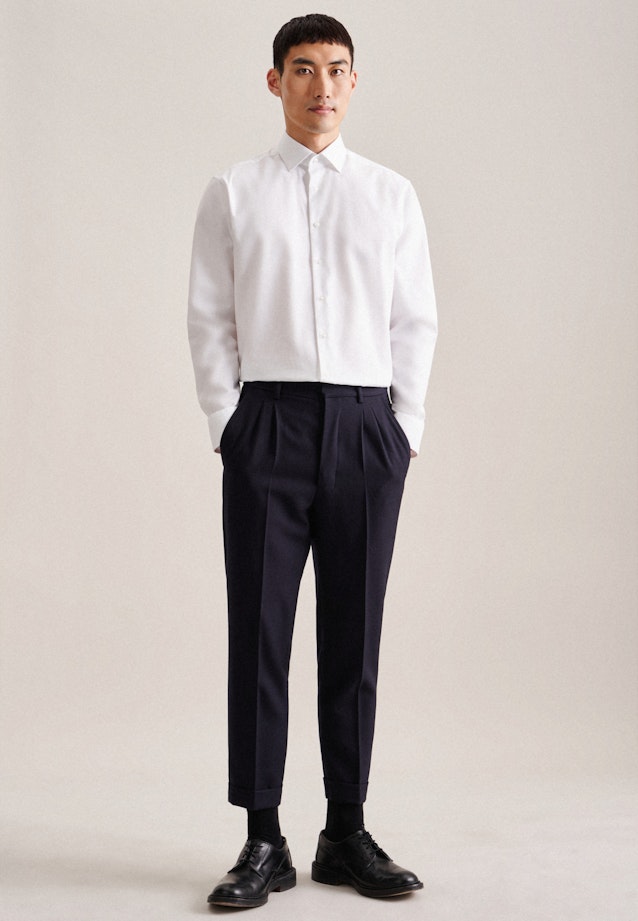 Regular Chemise en flanelle Uni in Blanc |  Seidensticker Onlineshop