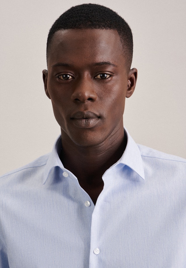 Regular Chemise en flanelle Uni in Bleu Clair |  Seidensticker Onlineshop