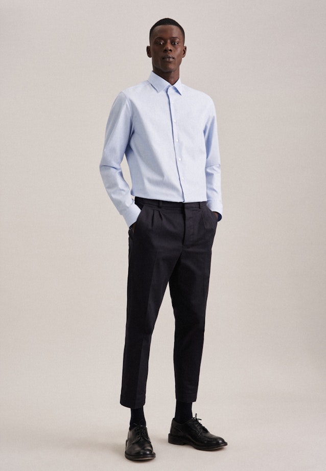 Regular Chemise en flanelle Uni in Bleu Clair |  Seidensticker Onlineshop