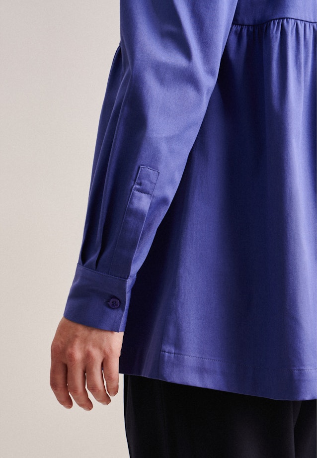 Satin Shirtblouse in Middelmatig Blauw |  Seidensticker Onlineshop