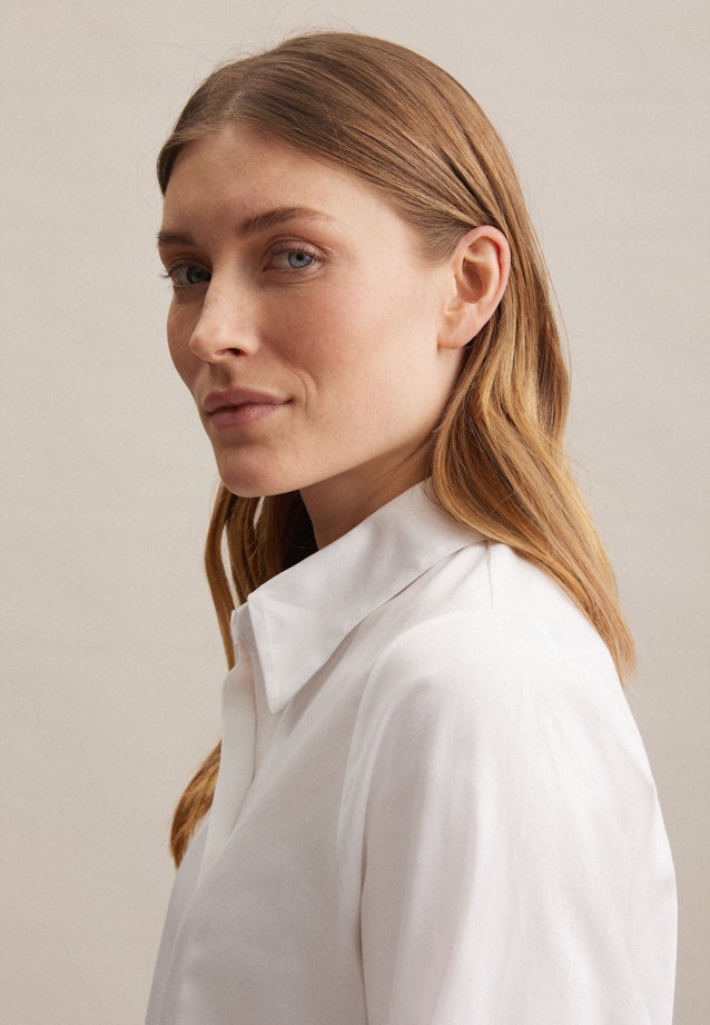 Satin Shirt Blouse in White |  Seidensticker Onlineshop