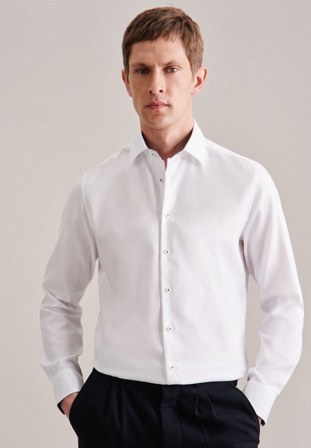 Chemise Business X-Slim Structuré Col Kent in Blanc |  Seidensticker Onlineshop