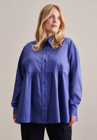 Shirt Blouse Uni in Medium Blue |  Seidensticker Onlineshop