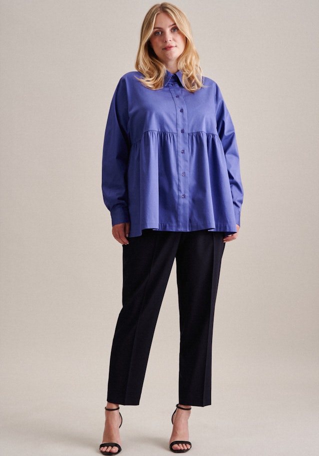 Grande taille Collar Shirt Blouse in Medium Blue |  Seidensticker Onlineshop