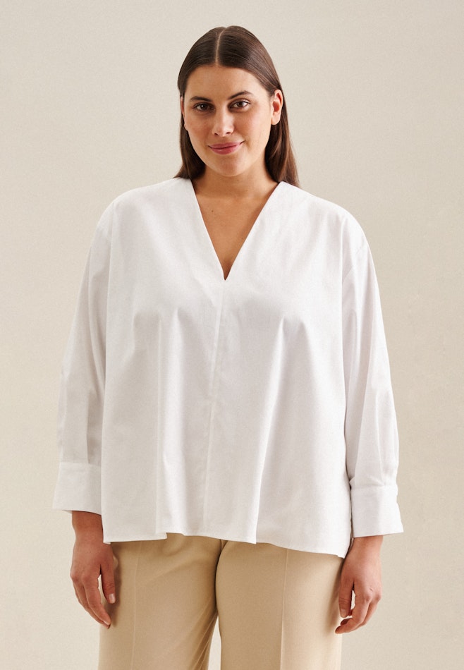 Curvy V-Neck Tunika Regular in Weiß | Seidensticker Onlineshop