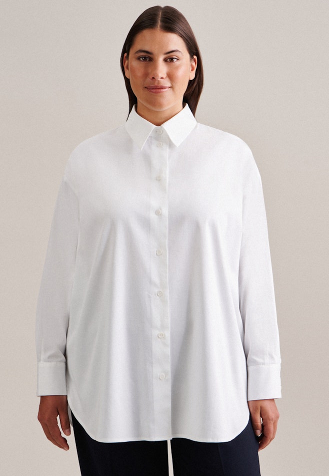 Curvy Blouse Longue Oversized Manche Longue dans Blanc | Boutique en ligne Seidensticker